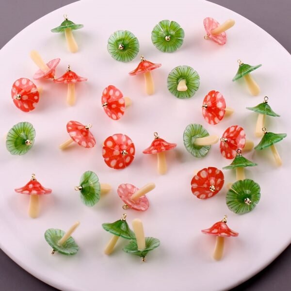 Red Green Mushroom Charms
