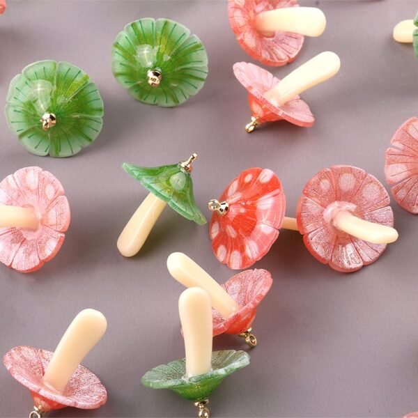 50pcs Beauty Red Green Mushroom Charms - Image 3