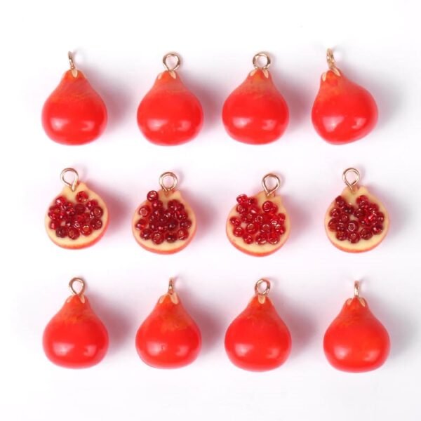 Red Full and Half Pomegranate Seeds Charms