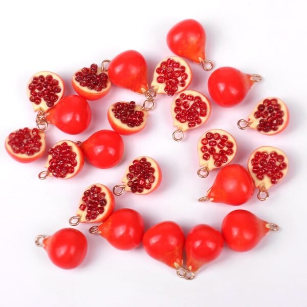 Red Full and Half Pomegranate Seeds Charms