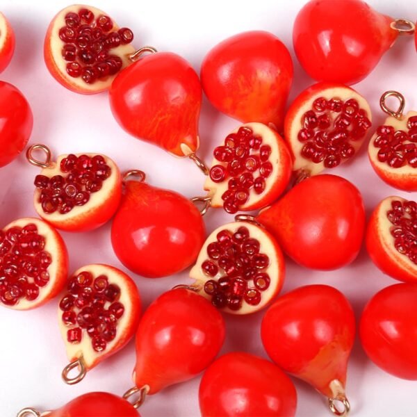 Red Full and Half Pomegranate Seeds Charms