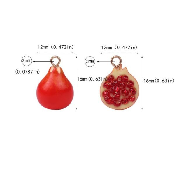 Red Full and Half Pomegranate Seeds Charms