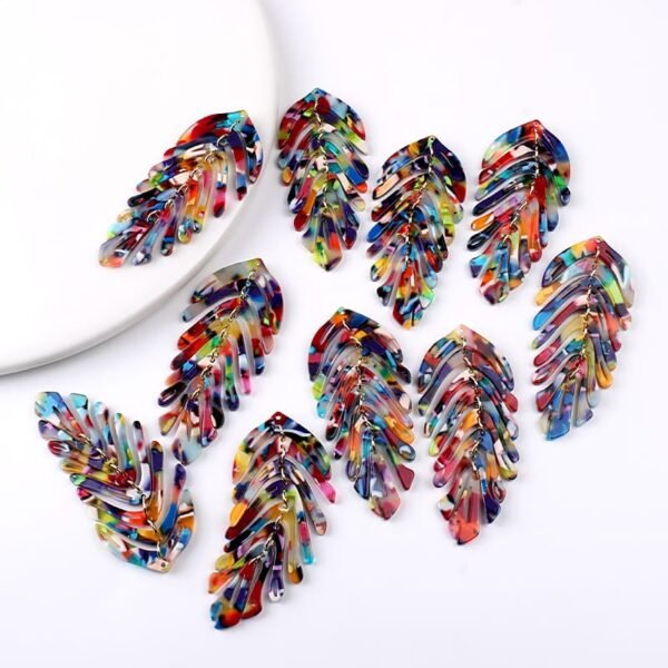 Luxury Colorful Resin Leaf Charms