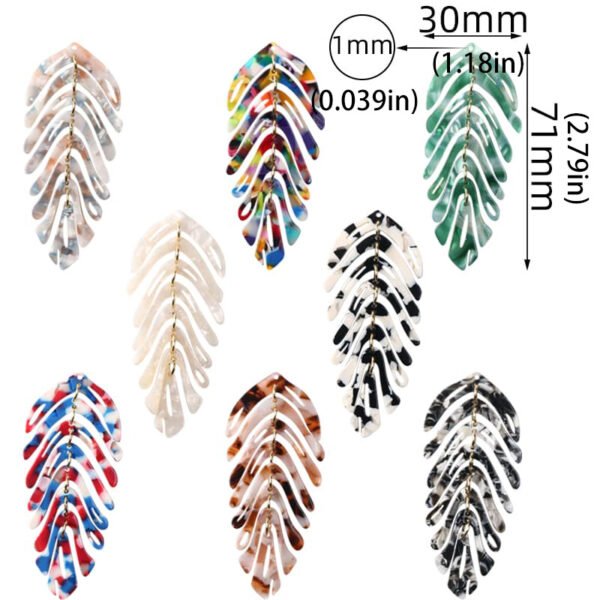 Luxury Colorful Resin Leaf Charms